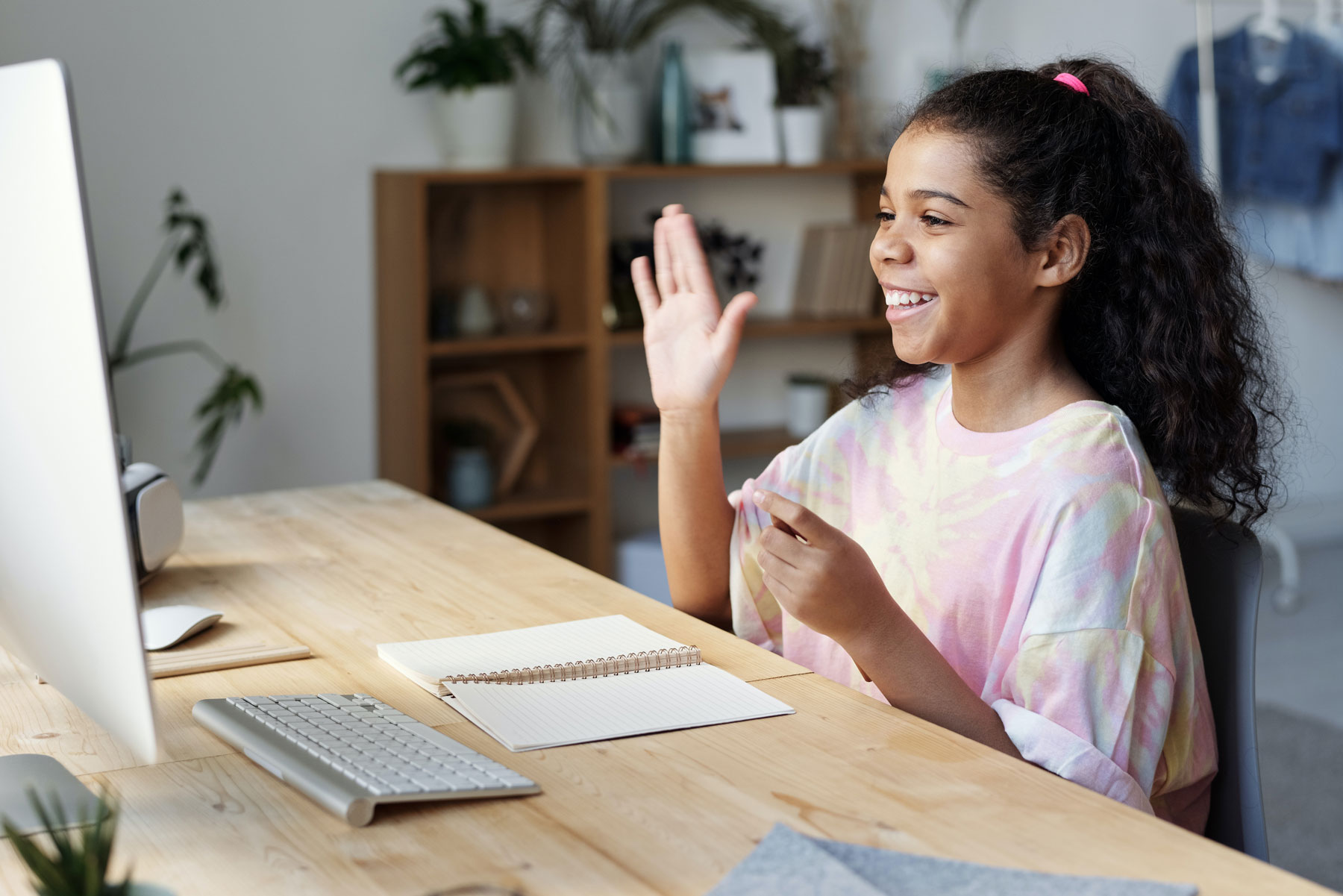 Girl participating in an online course